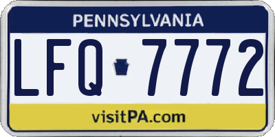 PA license plate LFQ7772