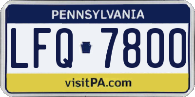 PA license plate LFQ7800