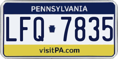 PA license plate LFQ7835