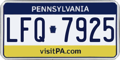 PA license plate LFQ7925