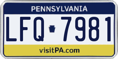 PA license plate LFQ7981