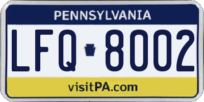 PA license plate LFQ8002