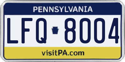 PA license plate LFQ8004