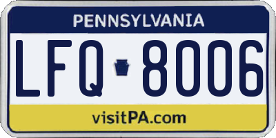 PA license plate LFQ8006