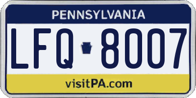PA license plate LFQ8007