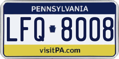 PA license plate LFQ8008