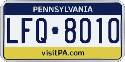 PA license plate LFQ8010