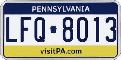 PA license plate LFQ8013