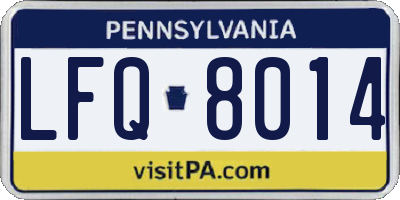 PA license plate LFQ8014