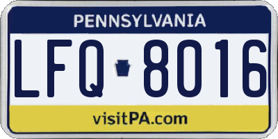 PA license plate LFQ8016