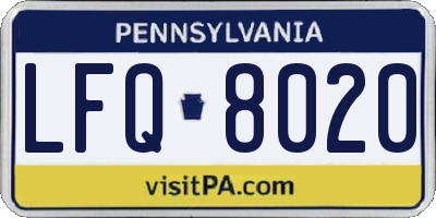 PA license plate LFQ8020