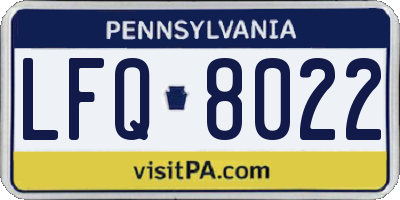 PA license plate LFQ8022