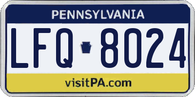 PA license plate LFQ8024
