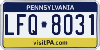 PA license plate LFQ8031