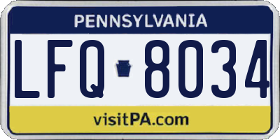 PA license plate LFQ8034
