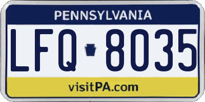 PA license plate LFQ8035