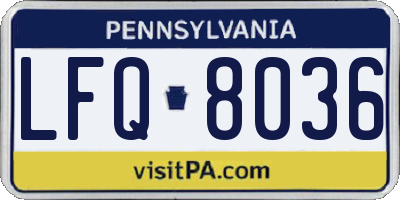 PA license plate LFQ8036