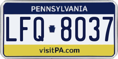PA license plate LFQ8037