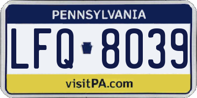 PA license plate LFQ8039