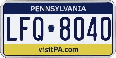 PA license plate LFQ8040