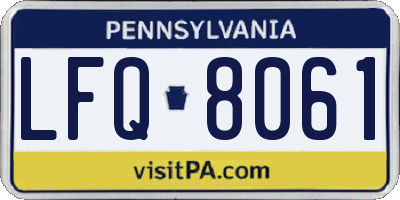 PA license plate LFQ8061