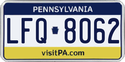PA license plate LFQ8062