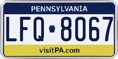 PA license plate LFQ8067