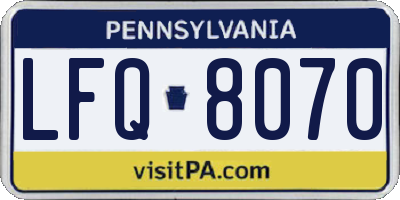 PA license plate LFQ8070