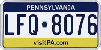 PA license plate LFQ8076
