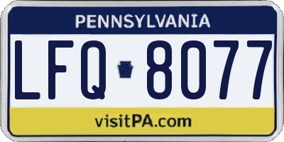 PA license plate LFQ8077