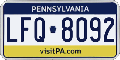 PA license plate LFQ8092