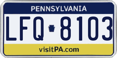 PA license plate LFQ8103
