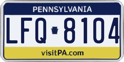 PA license plate LFQ8104