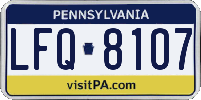 PA license plate LFQ8107