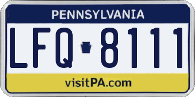 PA license plate LFQ8111