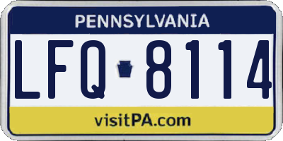 PA license plate LFQ8114