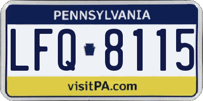 PA license plate LFQ8115