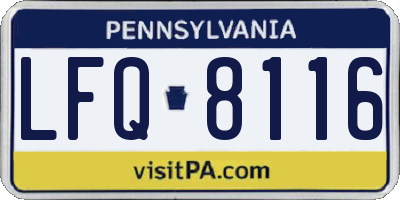 PA license plate LFQ8116