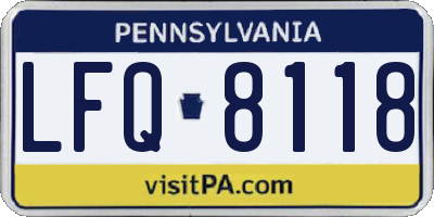PA license plate LFQ8118