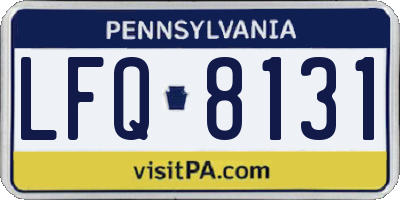PA license plate LFQ8131