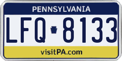 PA license plate LFQ8133