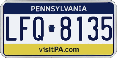PA license plate LFQ8135