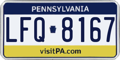 PA license plate LFQ8167