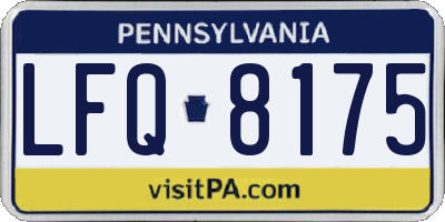 PA license plate LFQ8175