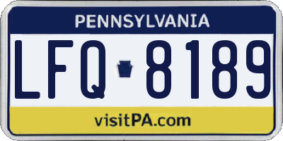 PA license plate LFQ8189