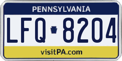 PA license plate LFQ8204
