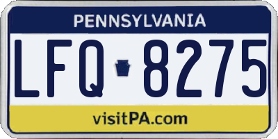 PA license plate LFQ8275