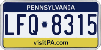 PA license plate LFQ8315