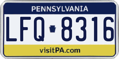 PA license plate LFQ8316