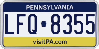PA license plate LFQ8355